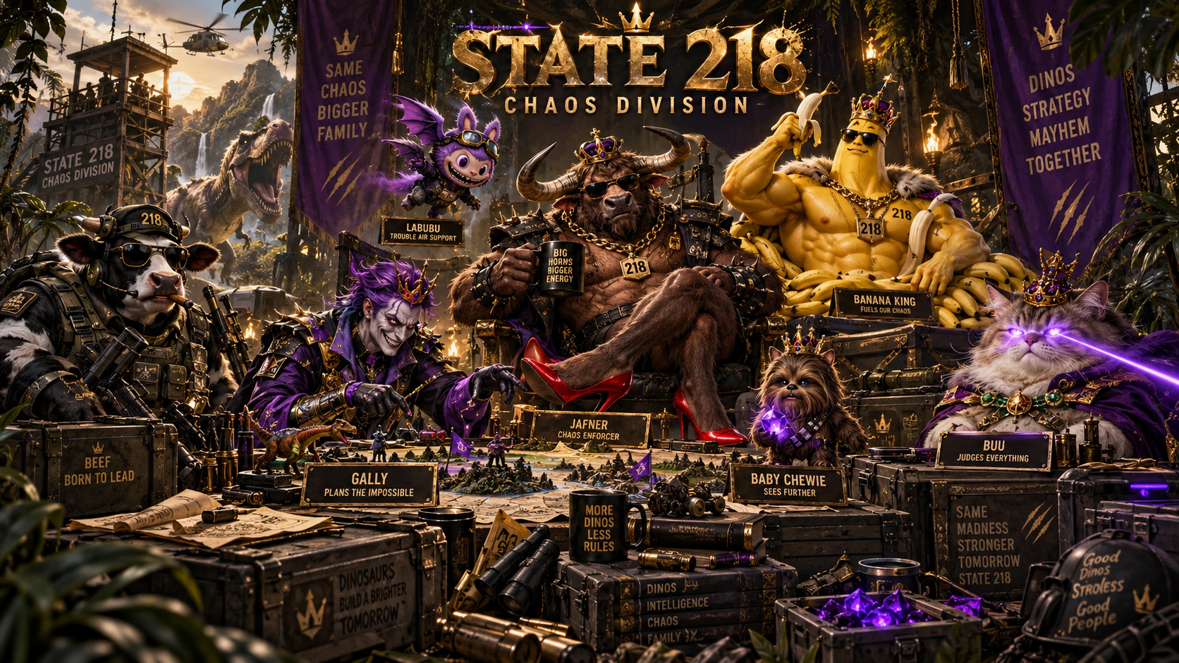 State 218 Chaos Division artwork showing characters gathered around a strategy table